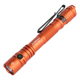 ACEBEAM TAC 2AA flashlight front view showing bright beam for everyday use