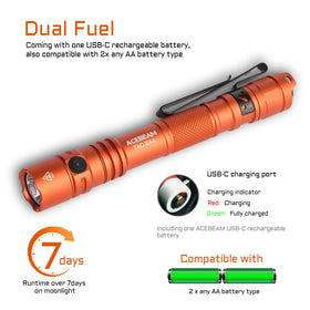 ACEBEAM TAC 2AA flashlight compact pocket size for easy EDC