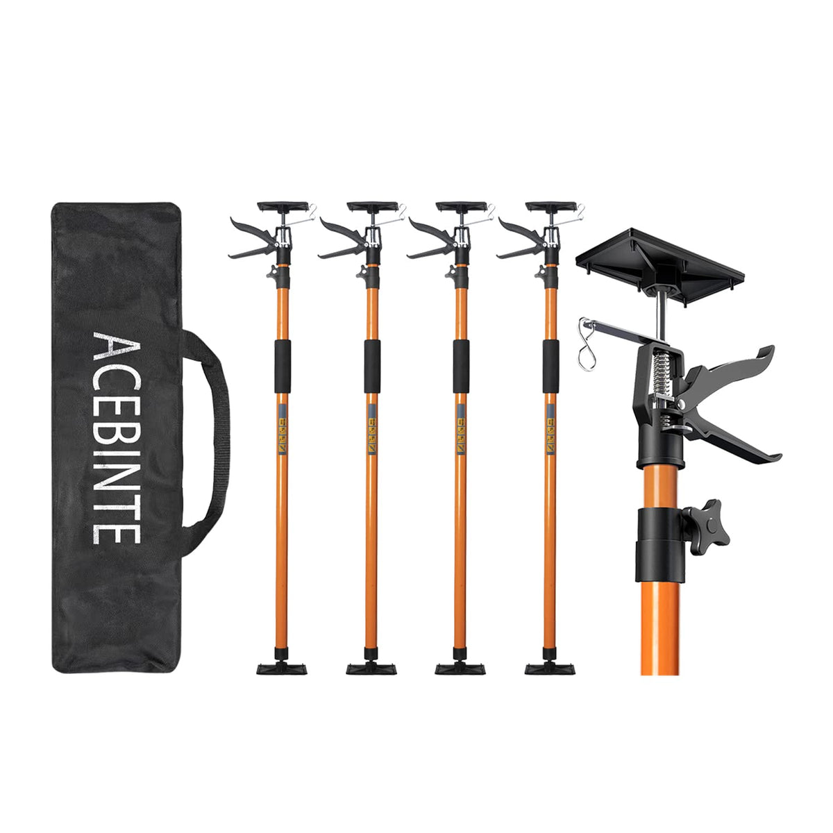 ACEBINTE 4PK support pole extended range 49-114in for stable cabinet and drywall installations.