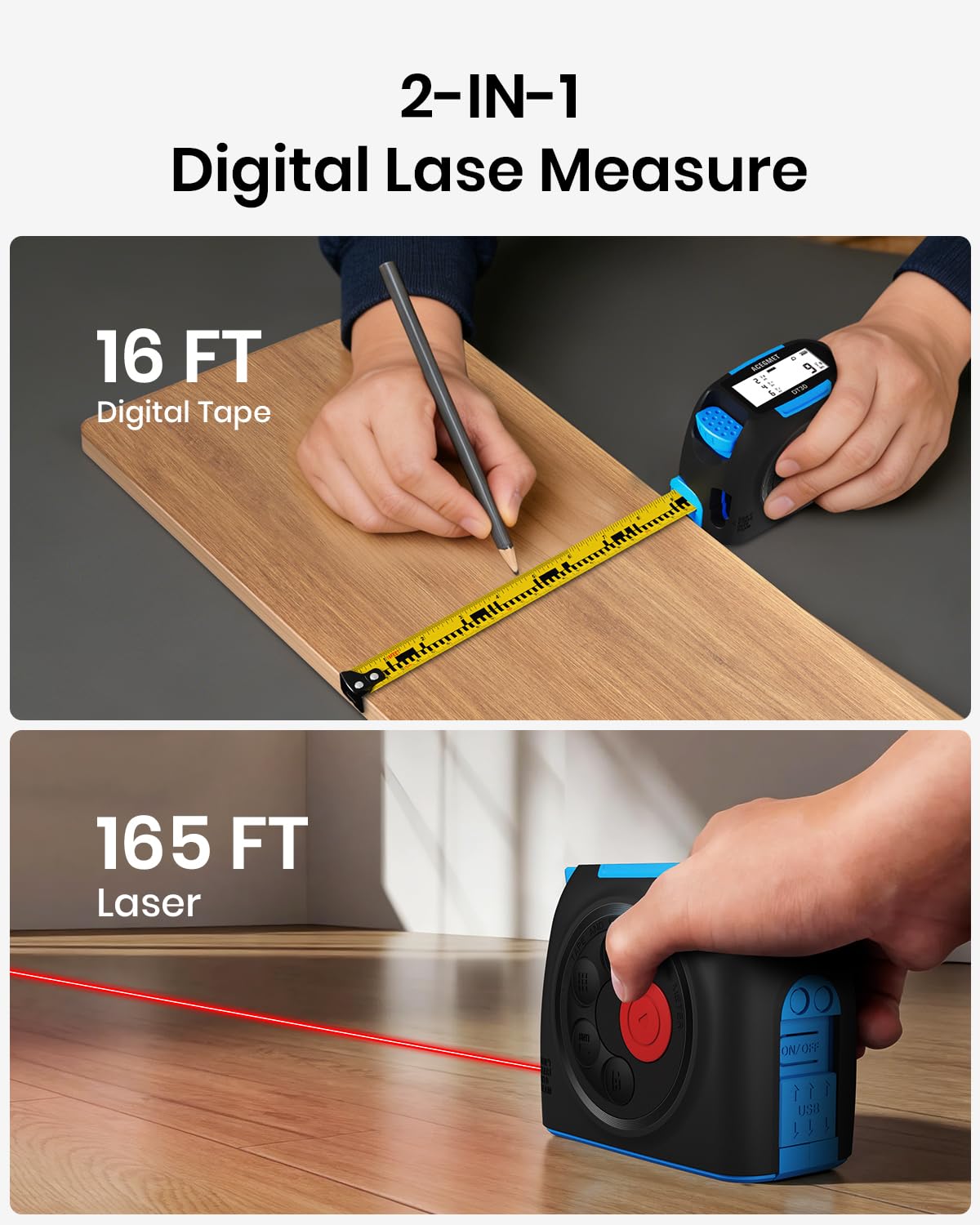 ACEGMET DT30 with 16ft auto-lock tape for one-person measuring