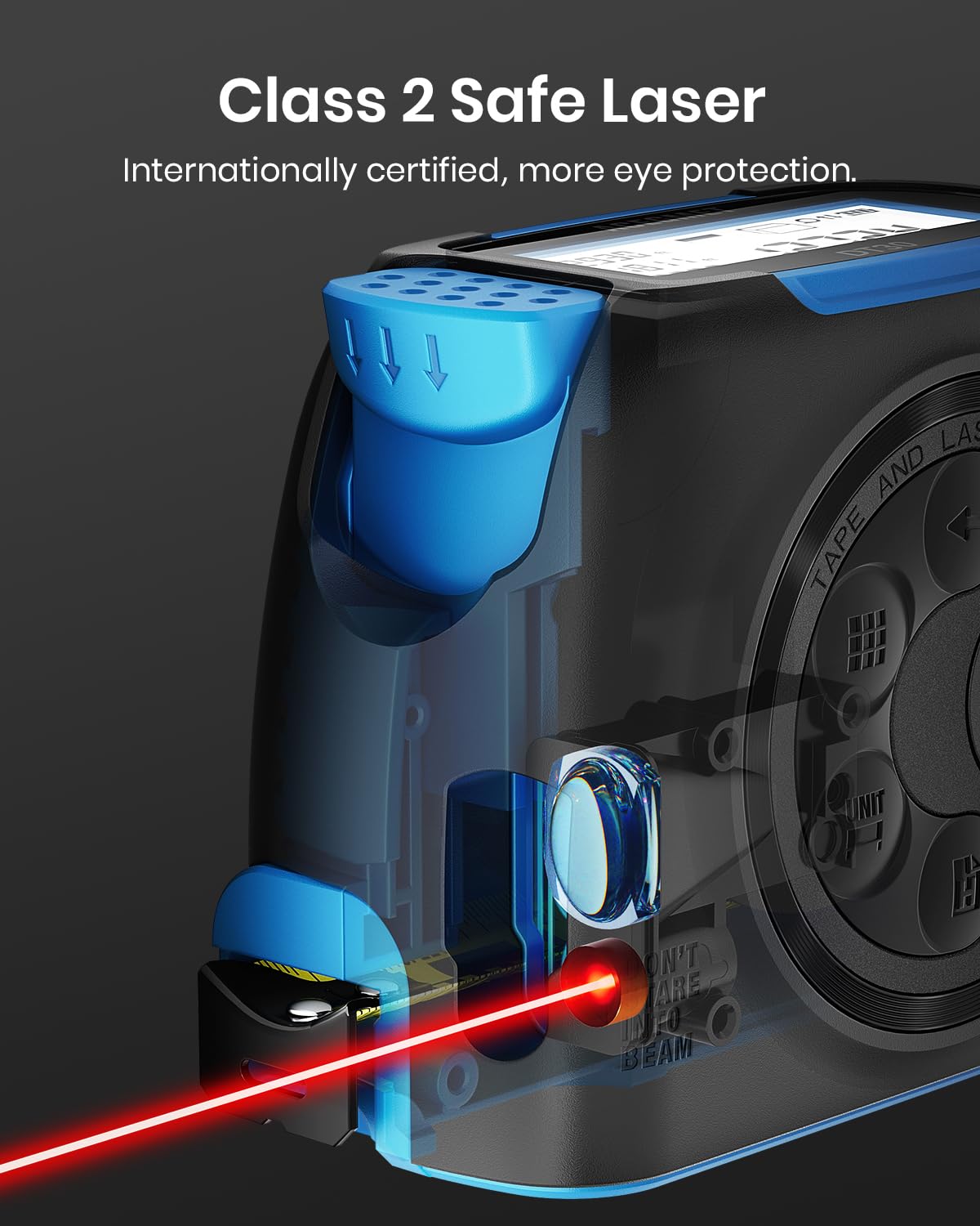 Magnetic hook of the DT30 enabling hands-free measurement on metal surfaces