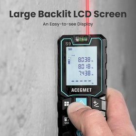 ACEGMET laser measure backlit display: readable in low light indoors or outdoors