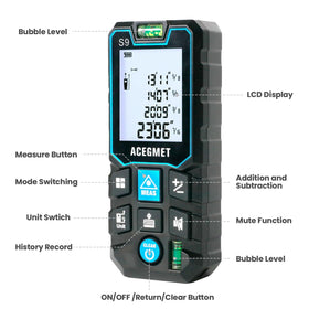 ACEGMET laser measure mute mode: discreet use in quiet environments