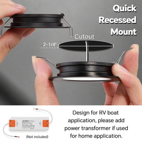 Acegoo RV light flush-mount view showing seamless ceiling integration.