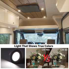 Acegoo RV light with frosted diffusion lens for glare-free illumination.