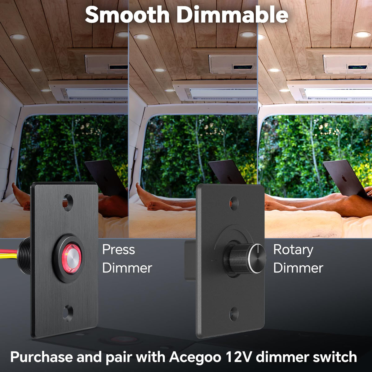 Acegoo RV light recessed in ceiling, flush mount for clean installation.