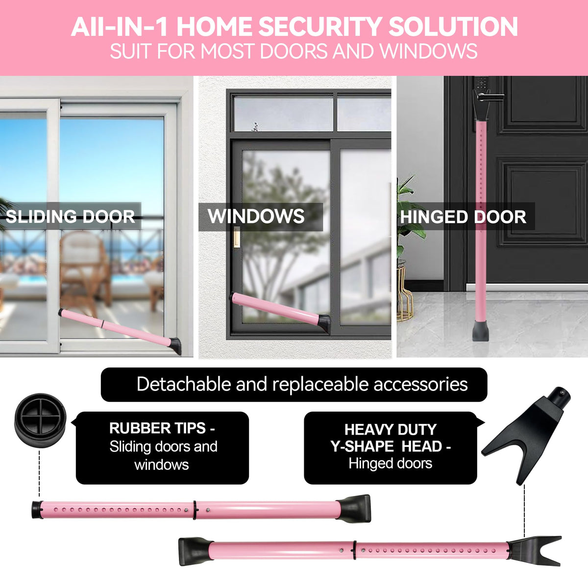 AceMining adjustable length 21 to 46 inches for secure door fit.