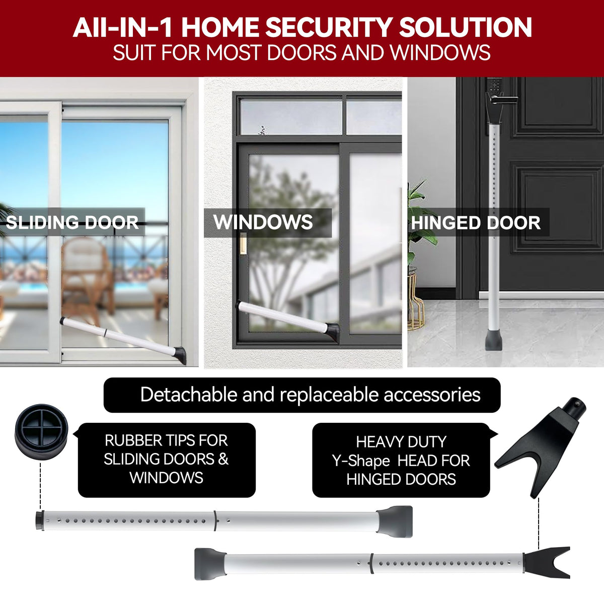 AceMining door security bar side view highlighting sturdy construction for travel