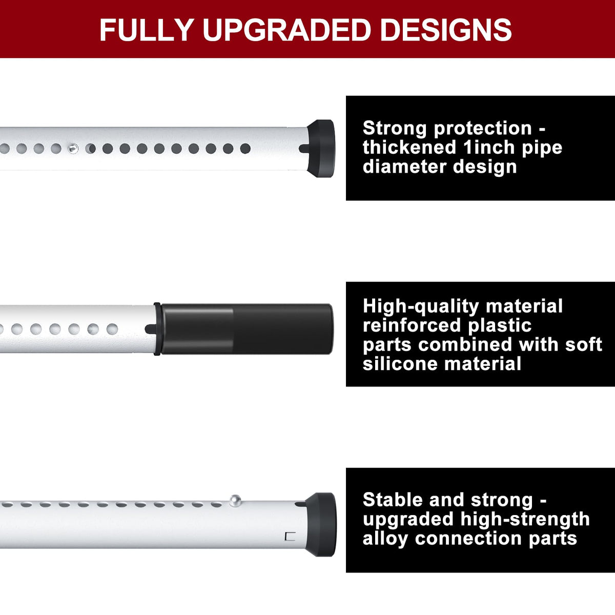 AceMining rubber-tipped grip ensures strong hold without door damage.