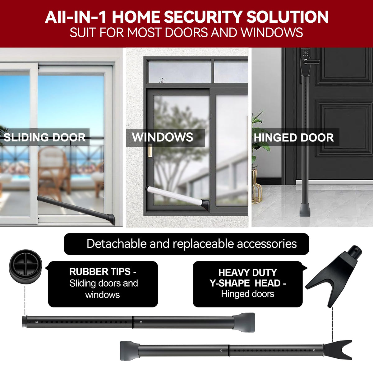 AceMining sliding-door-bar securing a patio door for enhanced safety