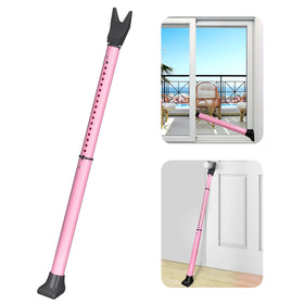 AceMining upgraded door security bar pink, portable protection for home or travel.
