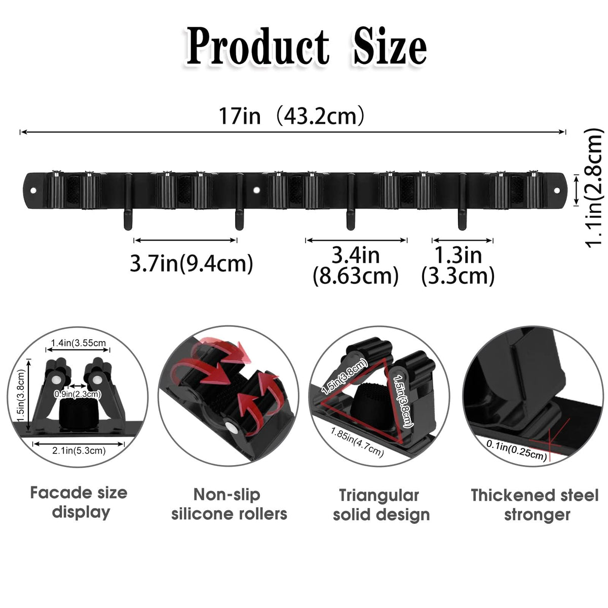 Wall mount installation options close-up showing easy setup on smooth or rough surfaces