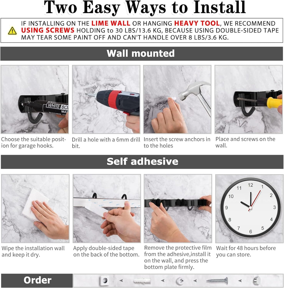 AceMining wall-mounted rack set saves space in laundry rooms and closets.