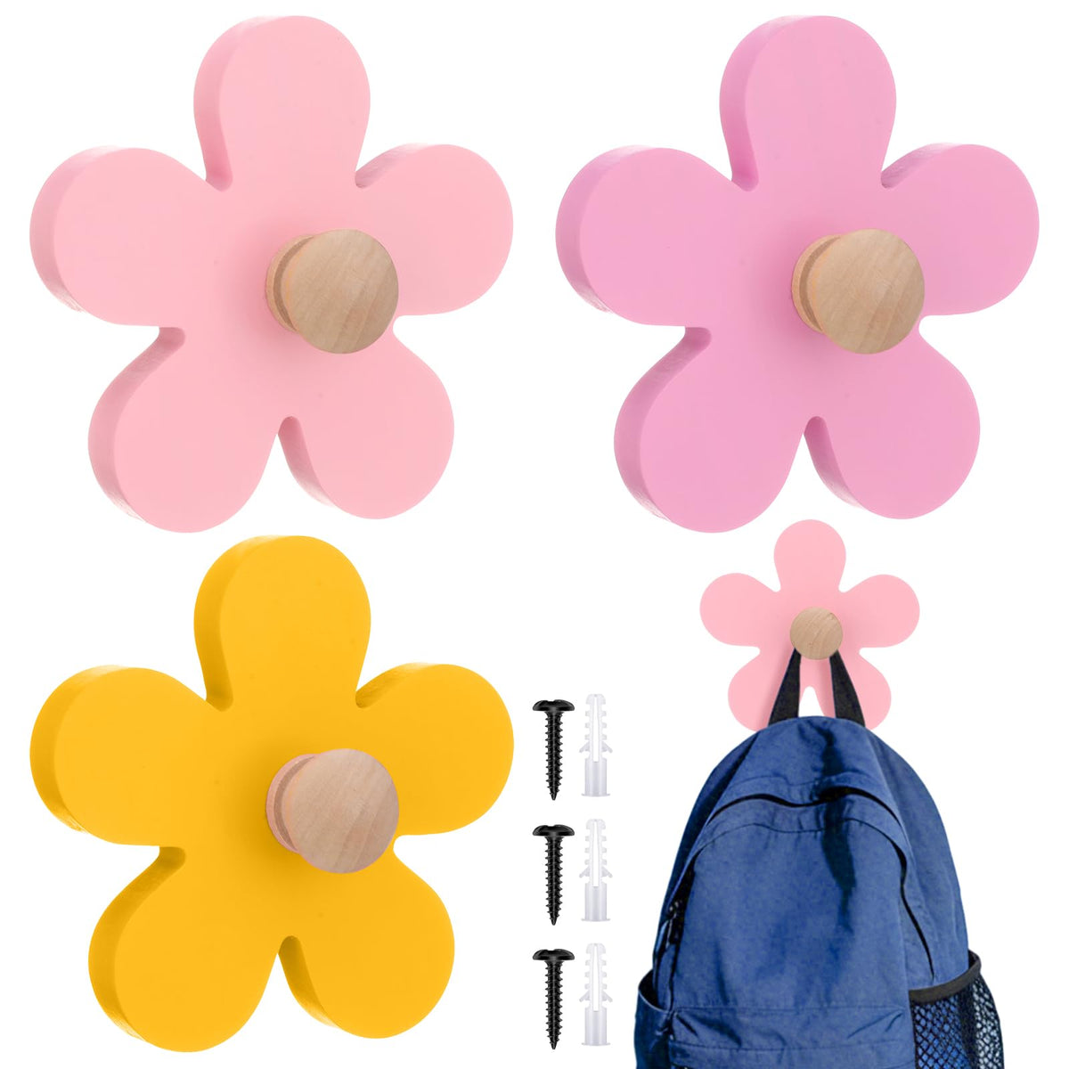 AceOrbit Daisy wall hook as coat hanger helps organize hats and bags neatly.