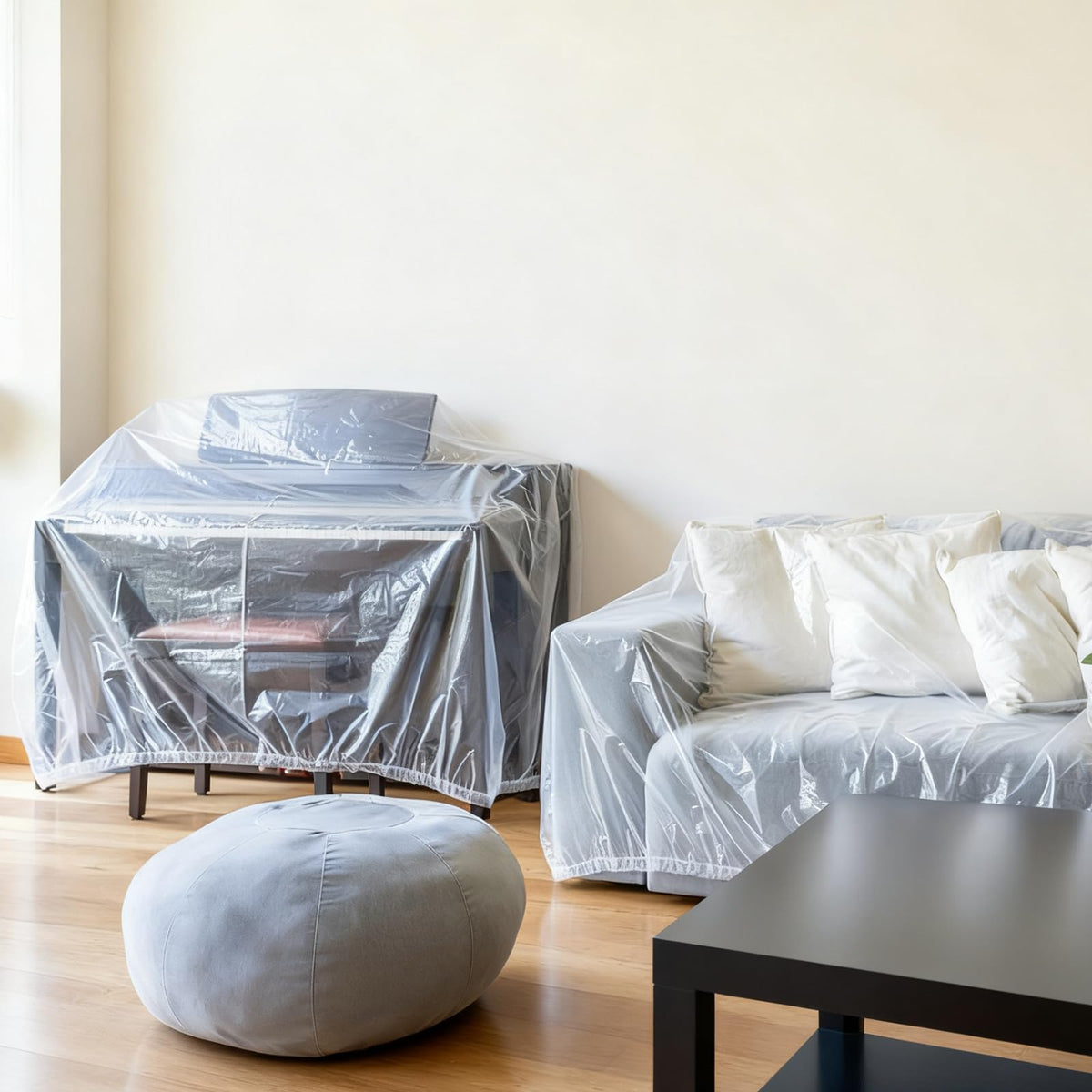 AceOrbit clear dust cover set shown for moving and storage
