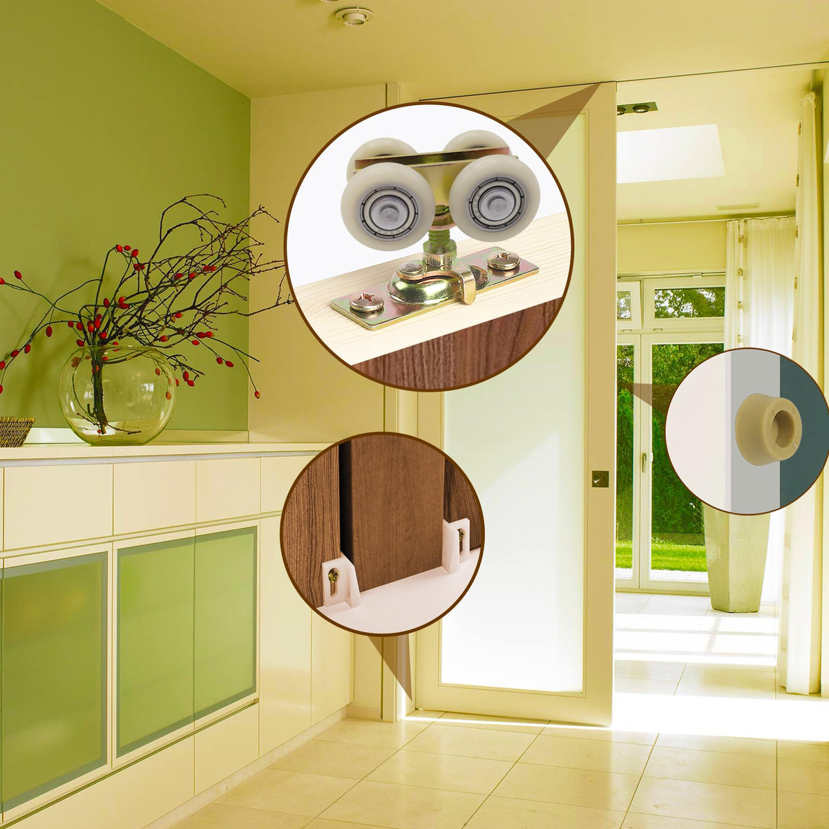 ACEPLANET adjustable roller assembly kit for bypass or pocket doors
