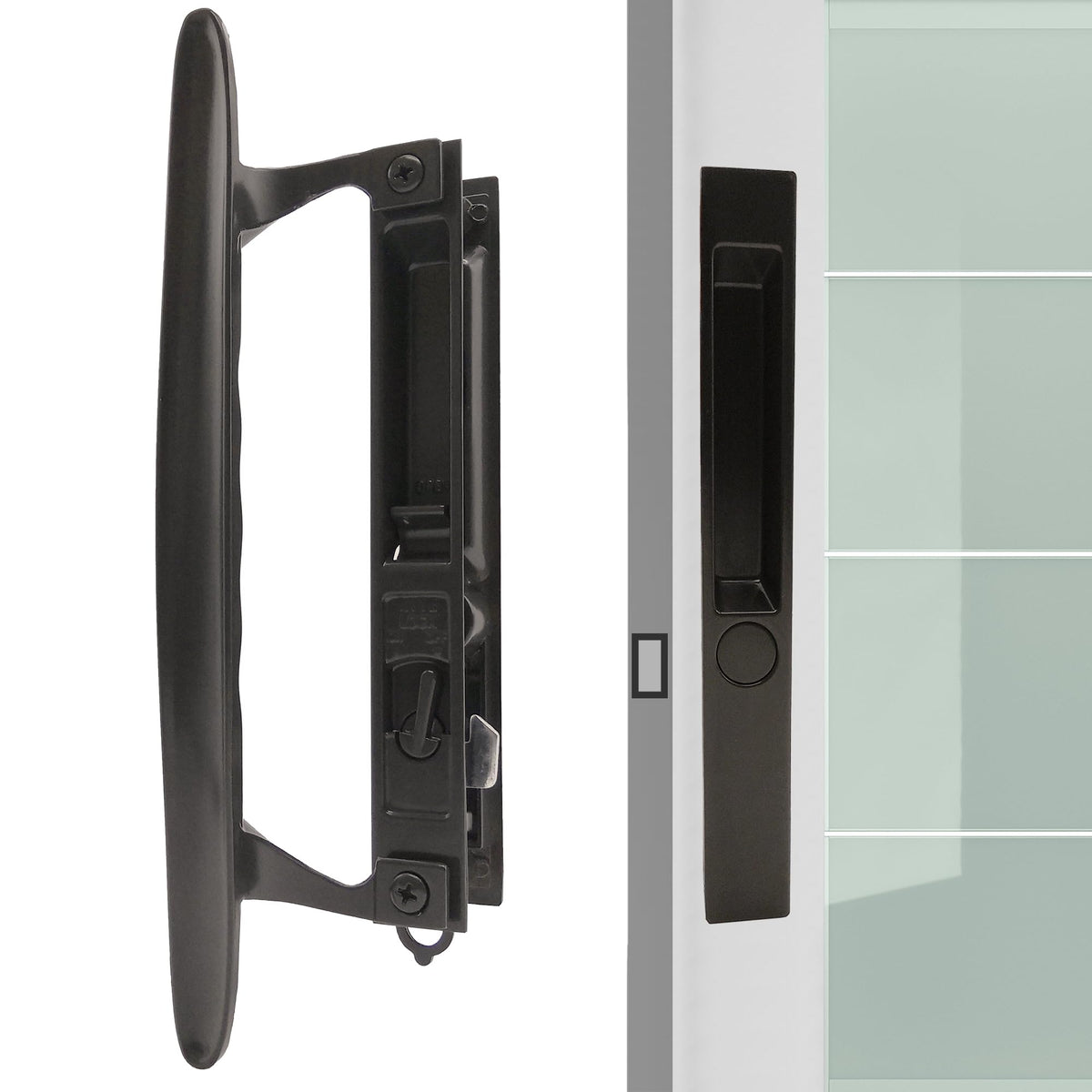 ACEPLANET flush-mount bronze handleset pull complements sliding doors with a clean look.