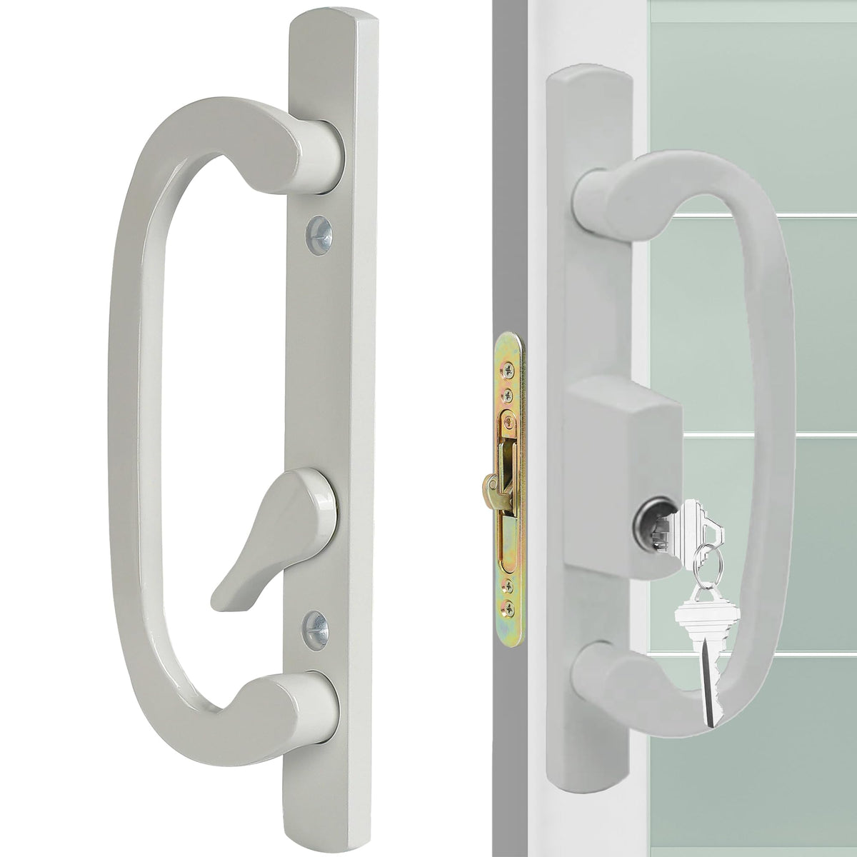 ACEPLANET offset-handle back view on a white patio door for easy replacement