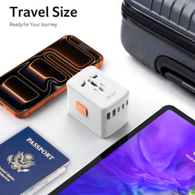 Cruise-ready Acer adapter shown without cords for travel