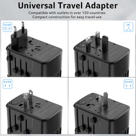 No cords included shown next to compact travel adapter.