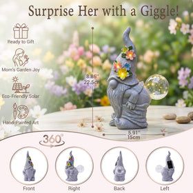 Acgarten IP65 waterproof gnome withstands rain and snow for year-round decor.