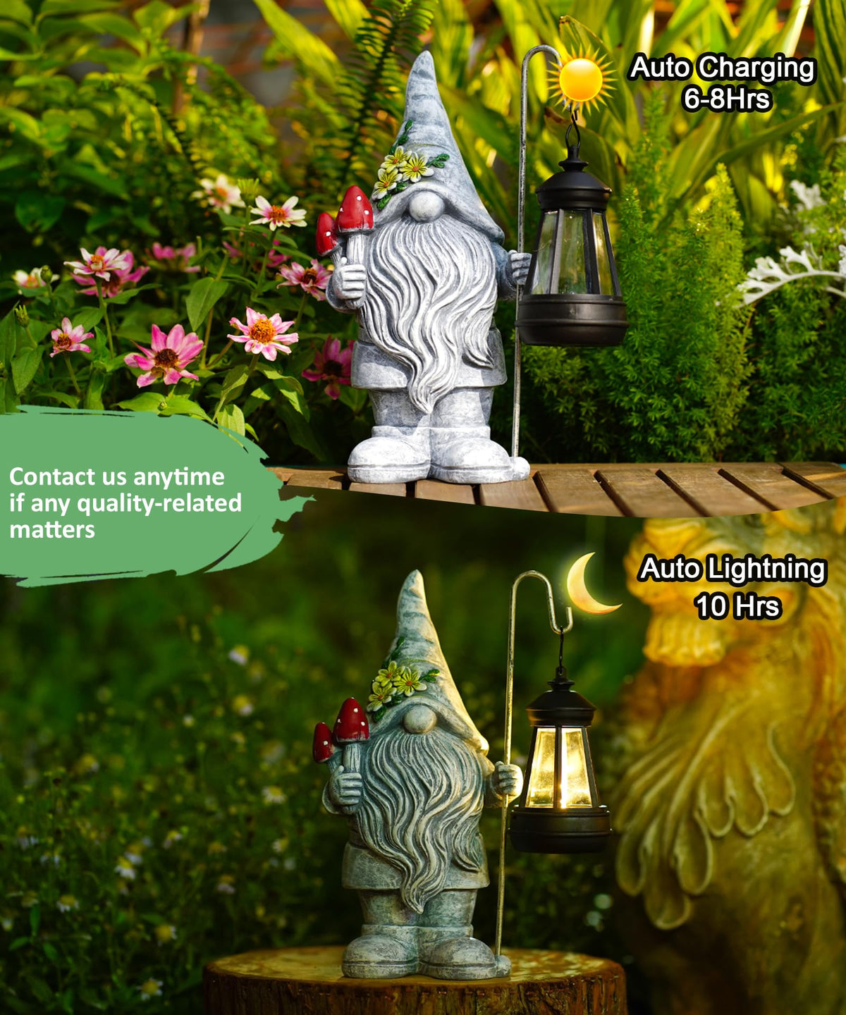 Acgarten solar-powered garden lighting creates a warm evening ambiance.