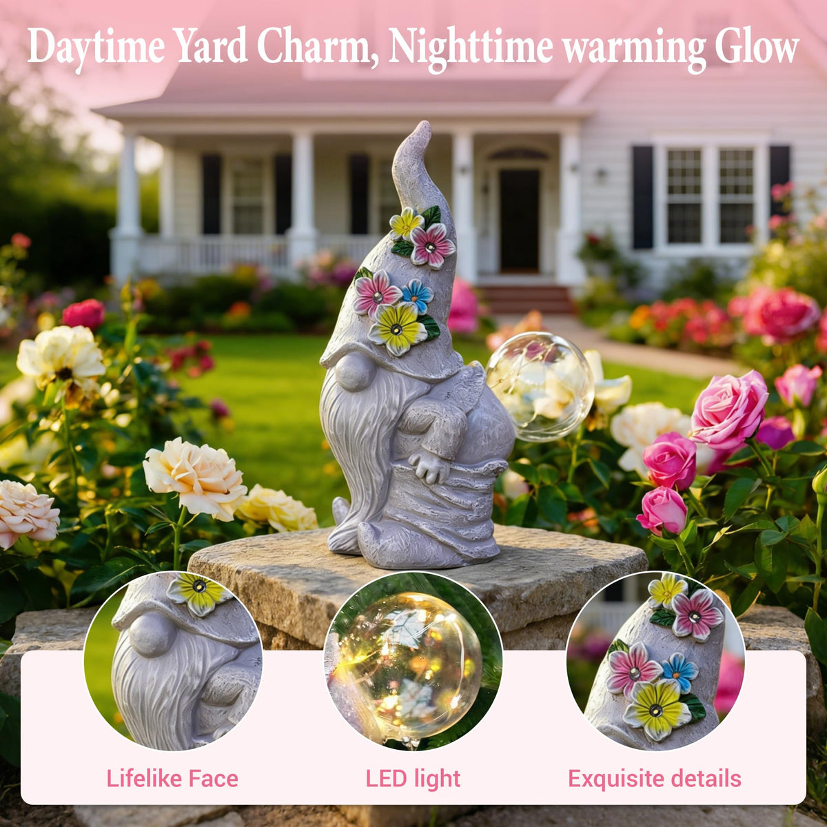 Acgarten UV-resistant resin gnome keeps colors vivid in all weather.