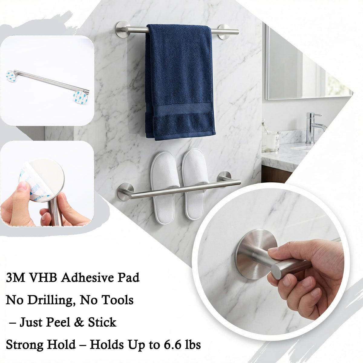 AcGlbauric 304 stainless steel towel bar resists humidity in busy bathrooms.