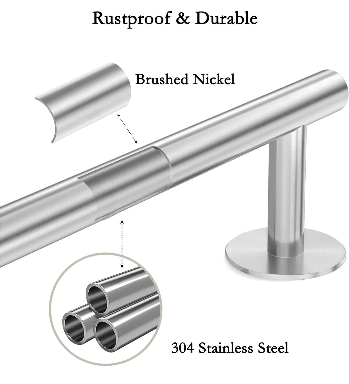 AcGlbauric brushed nickel bathroom hardware blends with minimalist spaces.