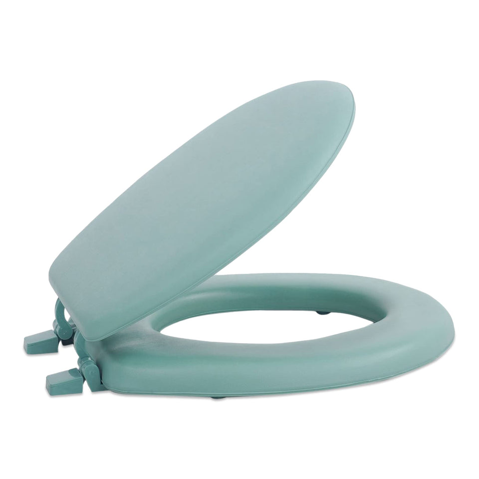 ACHIM Fantasia 17in soft vinyl seat with foam cover for comfortable, warm bathroom seating.