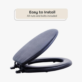Elongated 19-inch seat fits most fixtures with hinge covers