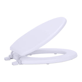 Achim Fantasia soft elongated toilet seat in white with foam cushioning.