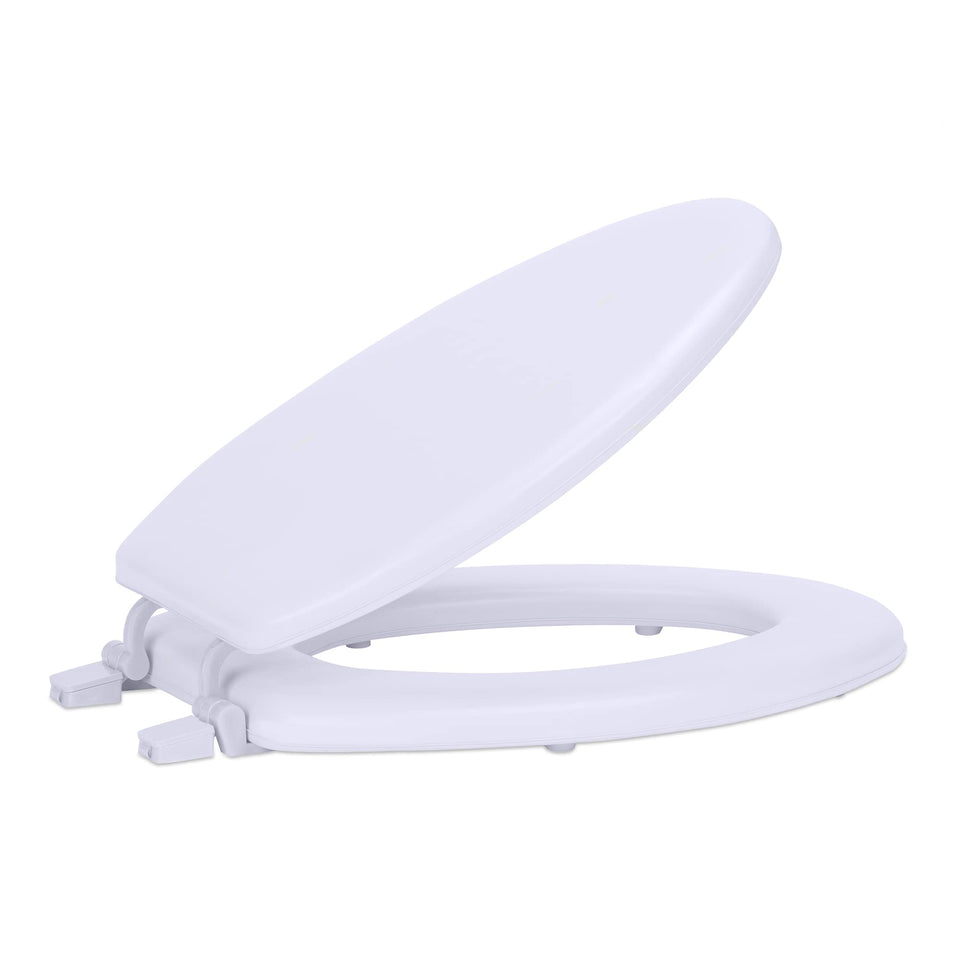 Achim Fantasia soft elongated toilet seat in white with foam cushioning.