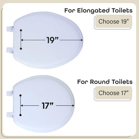 Achim Fantasia white finish toilet seat installed on standard fixture for versatile use