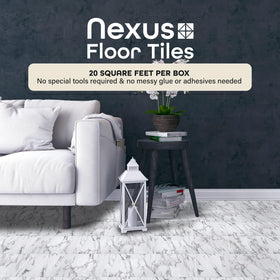 Achim Nexus vinyl tiles during peel-and-stick installation on a flat surface.