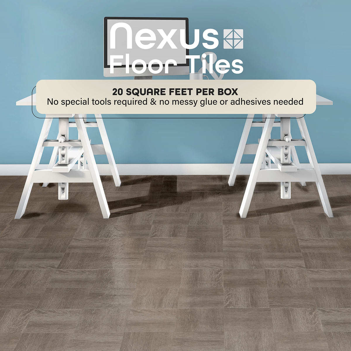 ACHIM Nexus peel-and-stick tiles simplify installation for kitchens and baths.