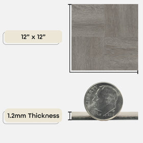 ACHIM Nexus 12x12 charcoal tiles recreate authentic wood look in living spaces.