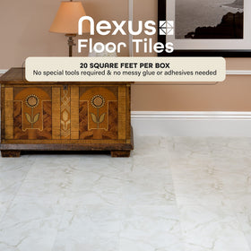 Achim Nexus peel-and-stick tiles for kitchen and bathroom installation.