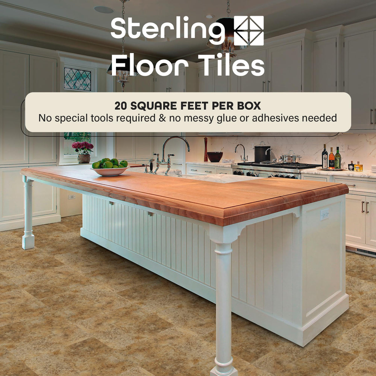 Achim Sterling peel-and-stick tiles simplify DIY flooring in any room.