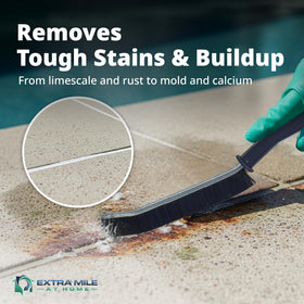Tile surface treated with Acid Magic to remove stubborn buildup.