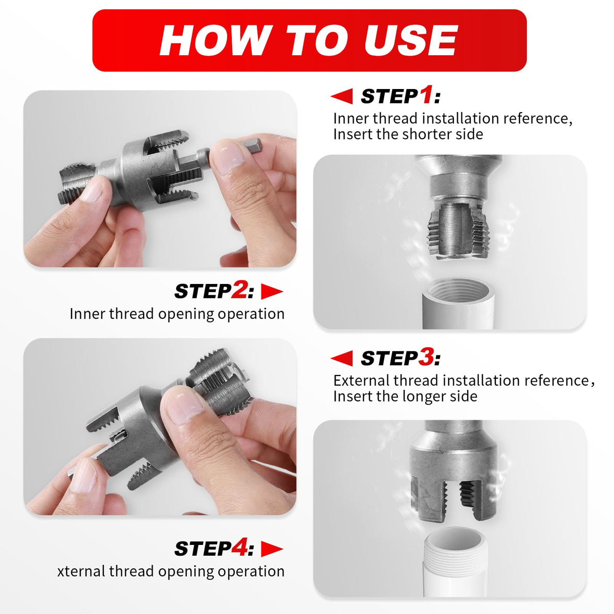 ACIRNS tool shown with an electric drill for faster DIY threading