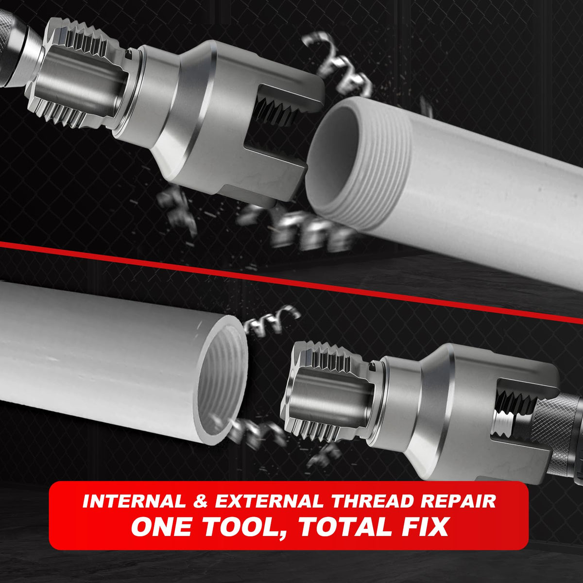 ACIRNS internal threading capability demonstrated on PVC or metal piping