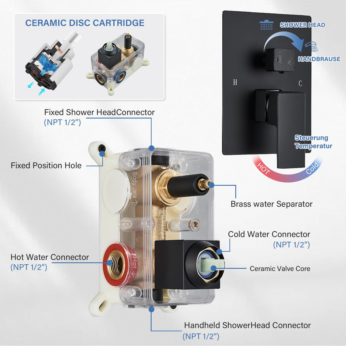 Ackwave 1.5m stainless hose with brass connectors for flexibility