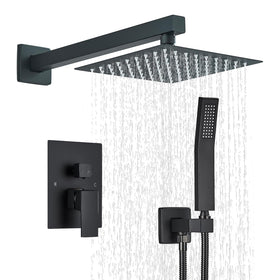 Ackwave matte black shower system front view for a modern bathroom upgrade