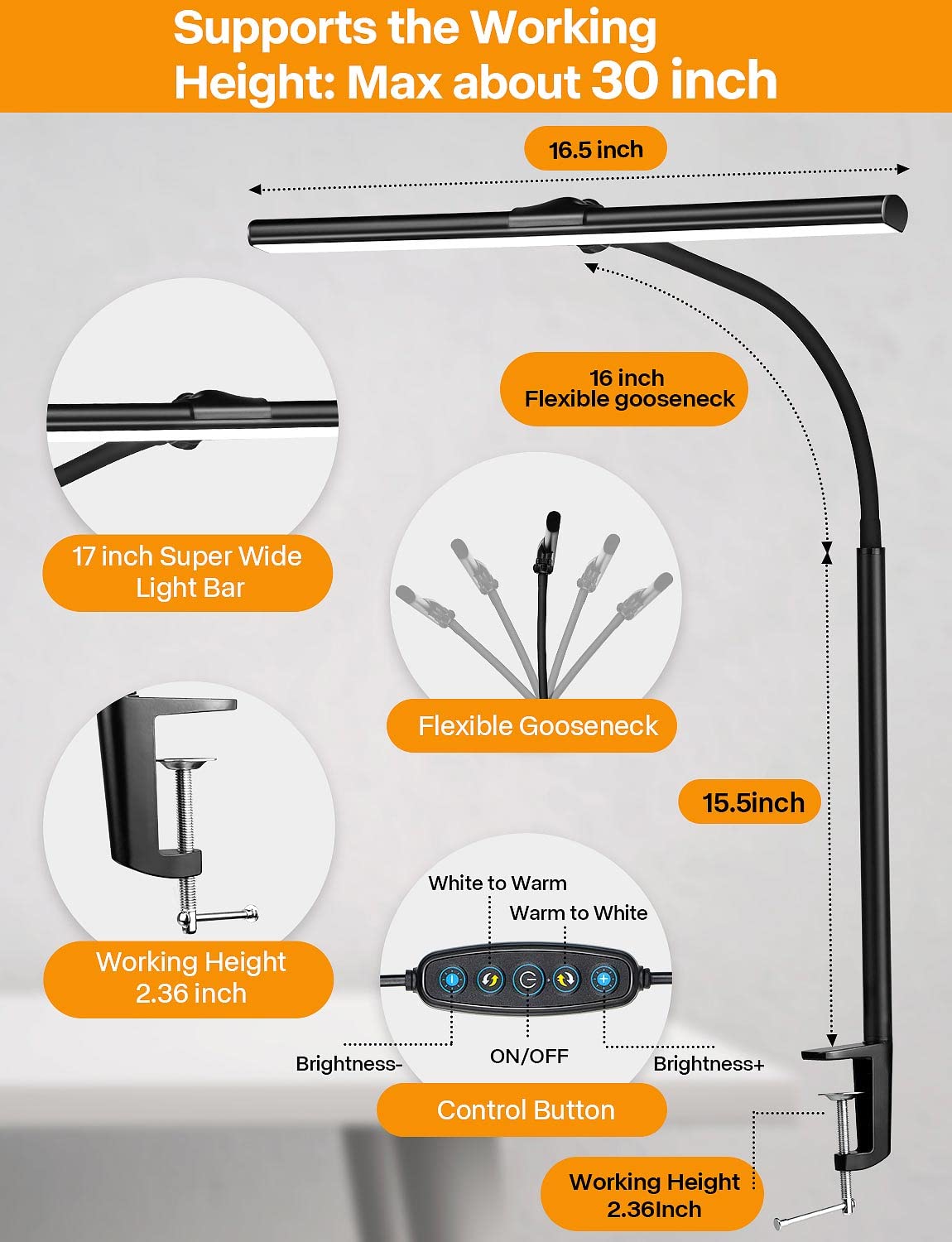 ACNCTOP desk lamp draft-reading lighting supports precise bench work.