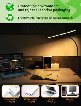 ACNCTOP desk lamp energy-saving LED reduces power use with soft illumination.