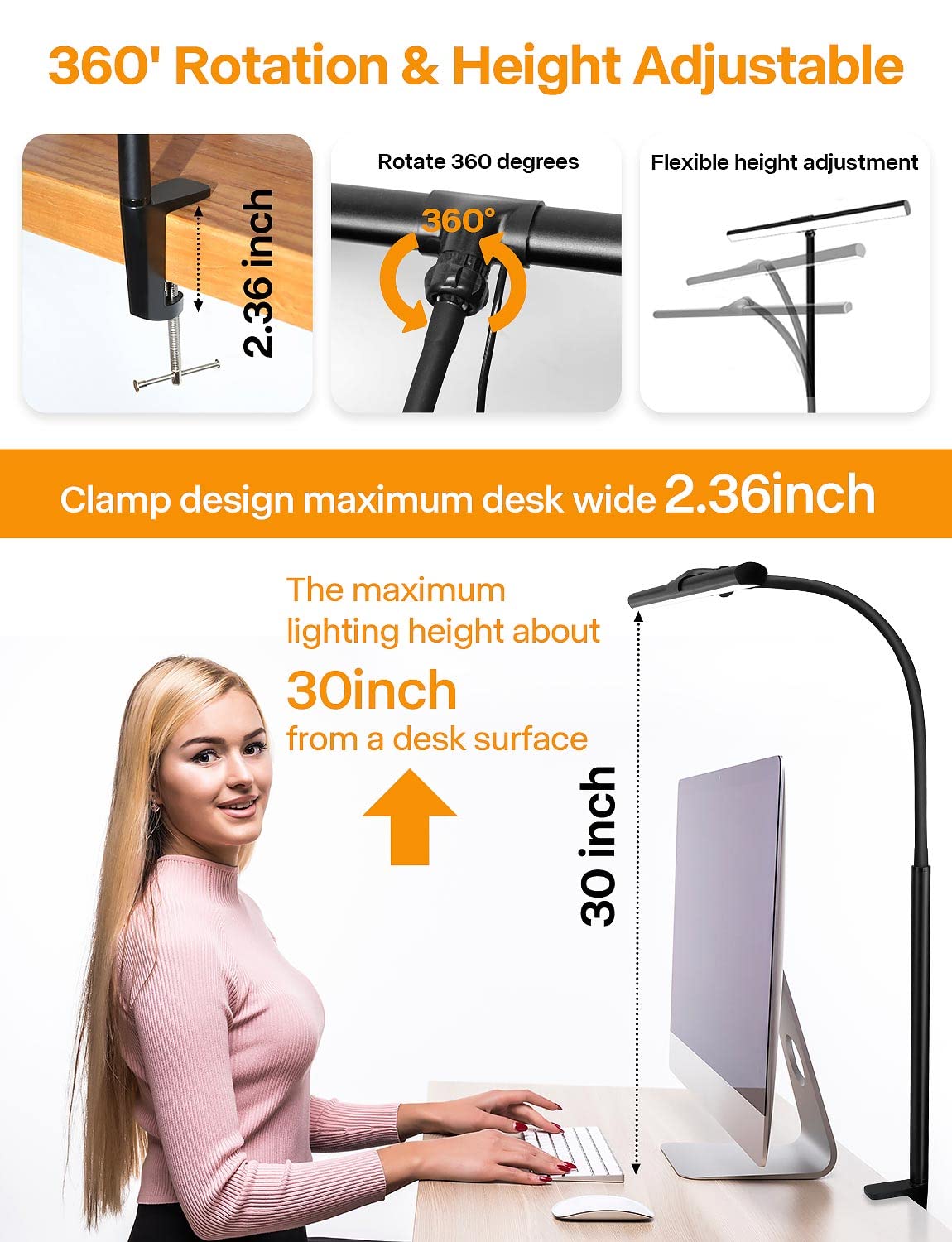 ACNCTOP desk lamp usb-power-cable enables flexible powering options.