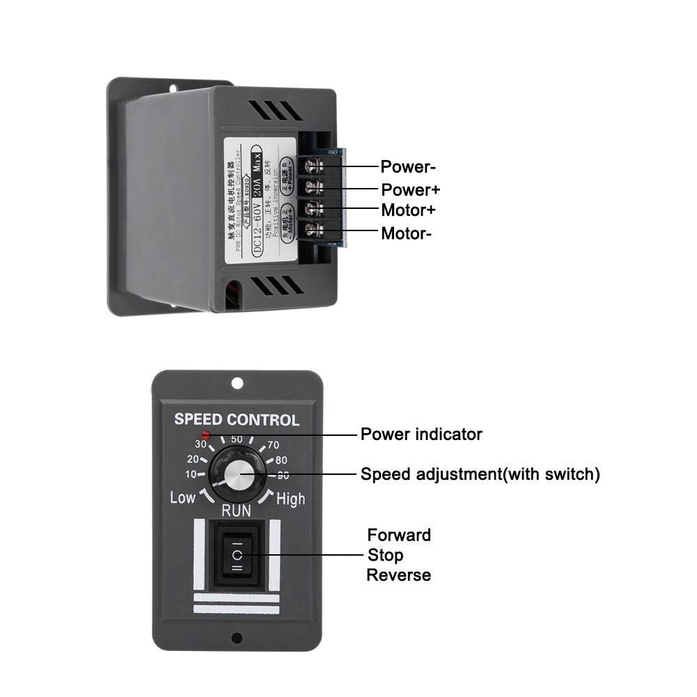 Acogedor speed controller knob in close-up for precise motor direction and speed adjustments.