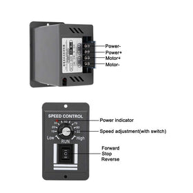 Acogedor speed controller knob in close-up for precise motor direction and speed adjustments.