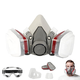 Aconite respirator mask with filters for eye and breathing protection.
